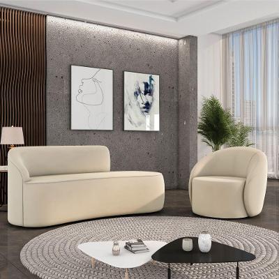 Sofá 2 Lug Orgânico140cm Morgan E Poltrona Giratória Lua Cotelê-veludo Bege D03 - D'rossi