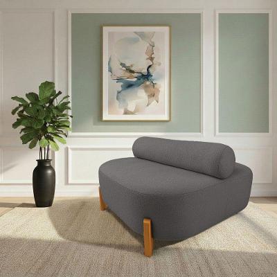 Sofá Sala Ilha Orgânico E 1 Poltrona 125cm éden Pé Madeira Bouclê Grafite E03 - D'rossi