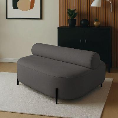 Sofá Sala Ilha Orgânica éden 125cm Pé Aço Lateral Preto Bouclê Grafite E03 - D'rossi