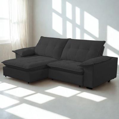 Sofá Retrátil E Reclinável Veludo 2,20m Lisboa - Conforto Premium E Design Elegante | Lansof Brasil Cores Grafite