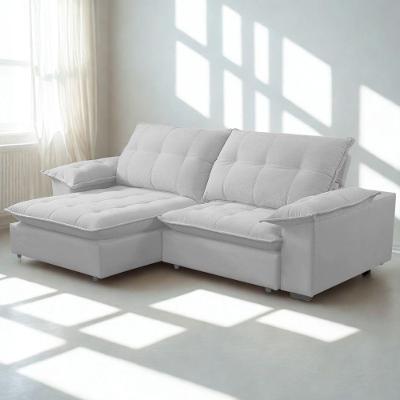 Sofá Retrátil E Reclinável Veludo 2,20m Lisboa - Conforto Premium E Design Elegante | Lansof Brasil Cores Cinza