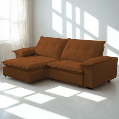 Sofá Retrátil E Reclinável Veludo 2,10m Lisboa - Conforto Premium E Design Elegante | Lansof Brasil Cores Terracota