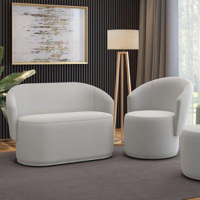 Sofá Namoradeira E Poltrona Orgânica Para Sala Malu Veludo M11 - D'rossi Cinza