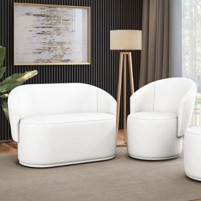 Sofá Namoradeira E Poltrona Orgânica Para Sala Malu Sintético M11 - D'rossi Branco