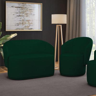 Sofá Namoradeira E Poltrona Orgânica Para Sala Malu Bouclê Verde M11 - D'rossi