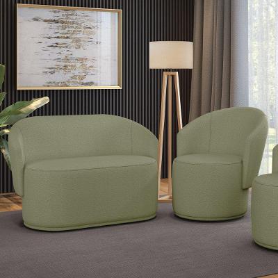 Sofá Namoradeira E Poltrona Orgânica Para Sala Malu Bouclê Pistache M11 - D'rossi