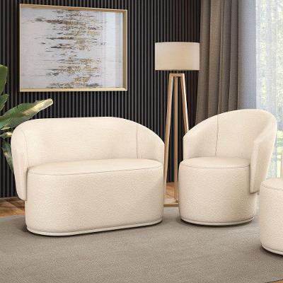 Sofá Namoradeira E Poltrona Orgânica Para Sala Malu Sintético Bege M11 - D'rossi