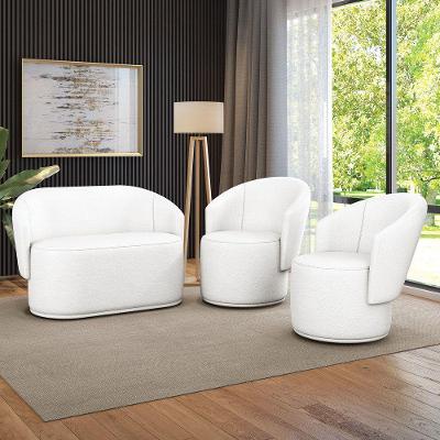 Sofá Namoradeira E 2 Poltronas Orgânica Para Sala Malu Sintético M11 - D'rossi Branco
