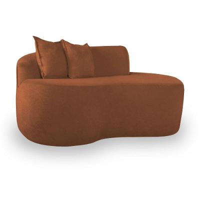 Sofá Moderno 2 Lugares Sala E Recepção Bouclé Cor:terracota