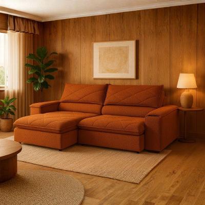 Sofá Konrad Retrátil Reclinável Mônaco 2,10 Metros Bouclê Terracota