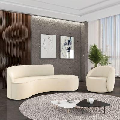 Sofá 4 Lugares Orgânico 220cm Morgan E Poltrona Lua Cotelê-veludo Bege D03 - D'rossi