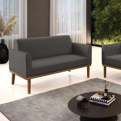 Sofá Namoradeira Base De Madeira Fixa Castanho Marisa Sintético Grafite