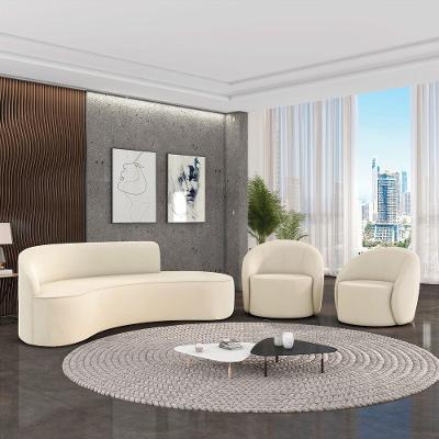 Sofá 4 Lugares Orgânico 220cm Morgan E 2 Poltronas Lua Cotelê-veludo Bege D03 - D'rossi