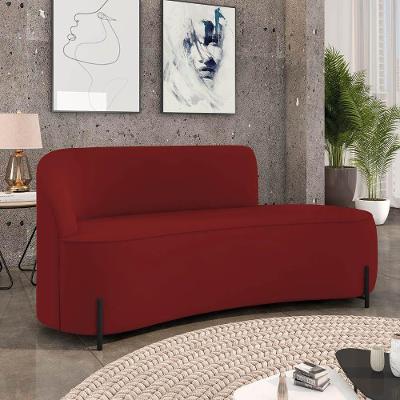 Sofá 3 Lugares Orgânico 180cm Pé Ferro Preto Morgan Veludo Marsala