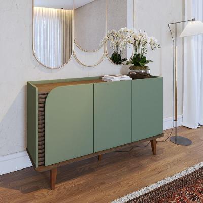 Aparador Buffet Jurere 136cm 3 Portas De Giro - Ssx Multicoisas Cor Hortelã/amendoa