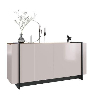 Aparador Buffet Copacabana 160cm 4 Portas De Giro - Ssx Multicoisas  Off White/nogueira Real/preto