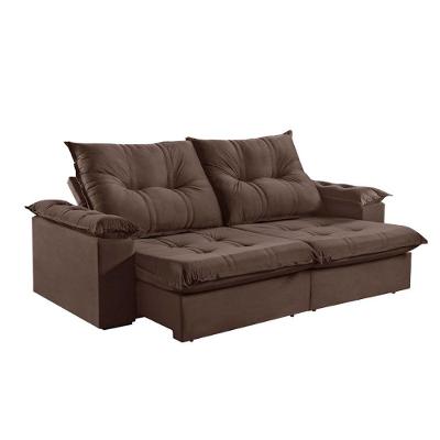 Sofá 3 Lugares Retrátil 230cm Pillow Top Reclinável Marrom