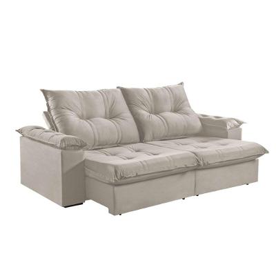 Sofá 2 Lugares Retrátil 210cm Pillow Top Reclinável M-191 Creme