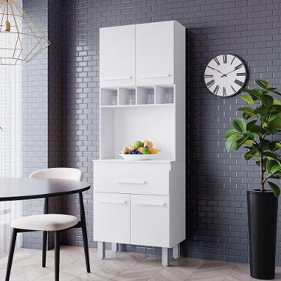 Paneleiro Zínia 4 Portas 1 Gaveta Cozinha Mb1 200cm Cor Branco