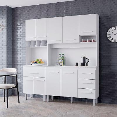 Kit Zínia Com Paneleiro 9 Portas 4 Gavetas Cozinha Mb1 180cm Cor Branco