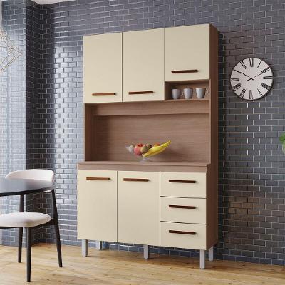 Kit Zínia 5 Portas 3 Gavetas Cozinha Mb1 120cm Cor Savana Off White