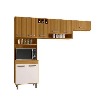 Cozinha Compacta (03 Peças) Malta Freijo Ripado Off Acetinado - Ssx Multicoisas