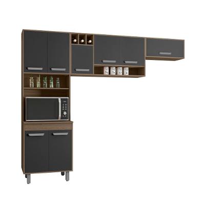 Cozinha Compacta (03 Peças) Barcelona Carvalho Grafite - Ssx Multicoisas