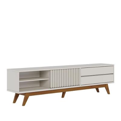 Bancada Veneza 200cm 1 Porta De Correr 2 Gavetas Telescópicas - Ssx Multicoisas Cor Off White Matte