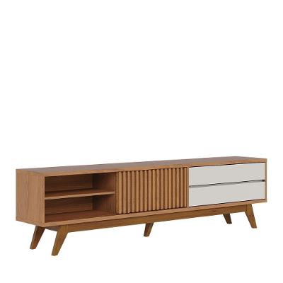 Bancada Veneza 200cm 1 Porta De correr 2 Gavetas Telescópicas - Ssx Multicoisas Freijo/off White