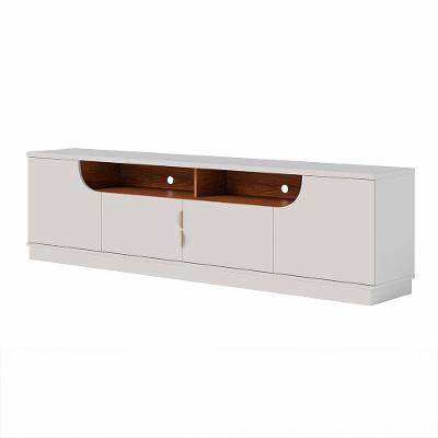 Bancada Santorini 200cm 4 Portas De Giro - Ssx Multicoisas Cor Off White Matte/freijo