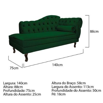 Diva Recamier Diana 140cm Lado Esquerdo Suede Verde