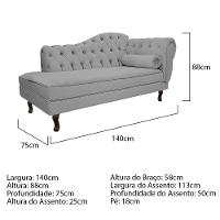 Diva Recamier Diana 140cm Lado Esquerdo Corano Cinza