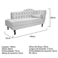 Diva Recamier Diana 140cm Lado Esquerdo Suede Branco