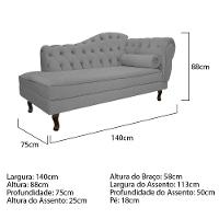 Diva Recamier Diana 140cm Lado Esquerdo Suede Cinza