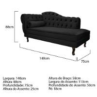 Diva Recamier Diana 140cm Lado Direito Suede Preto