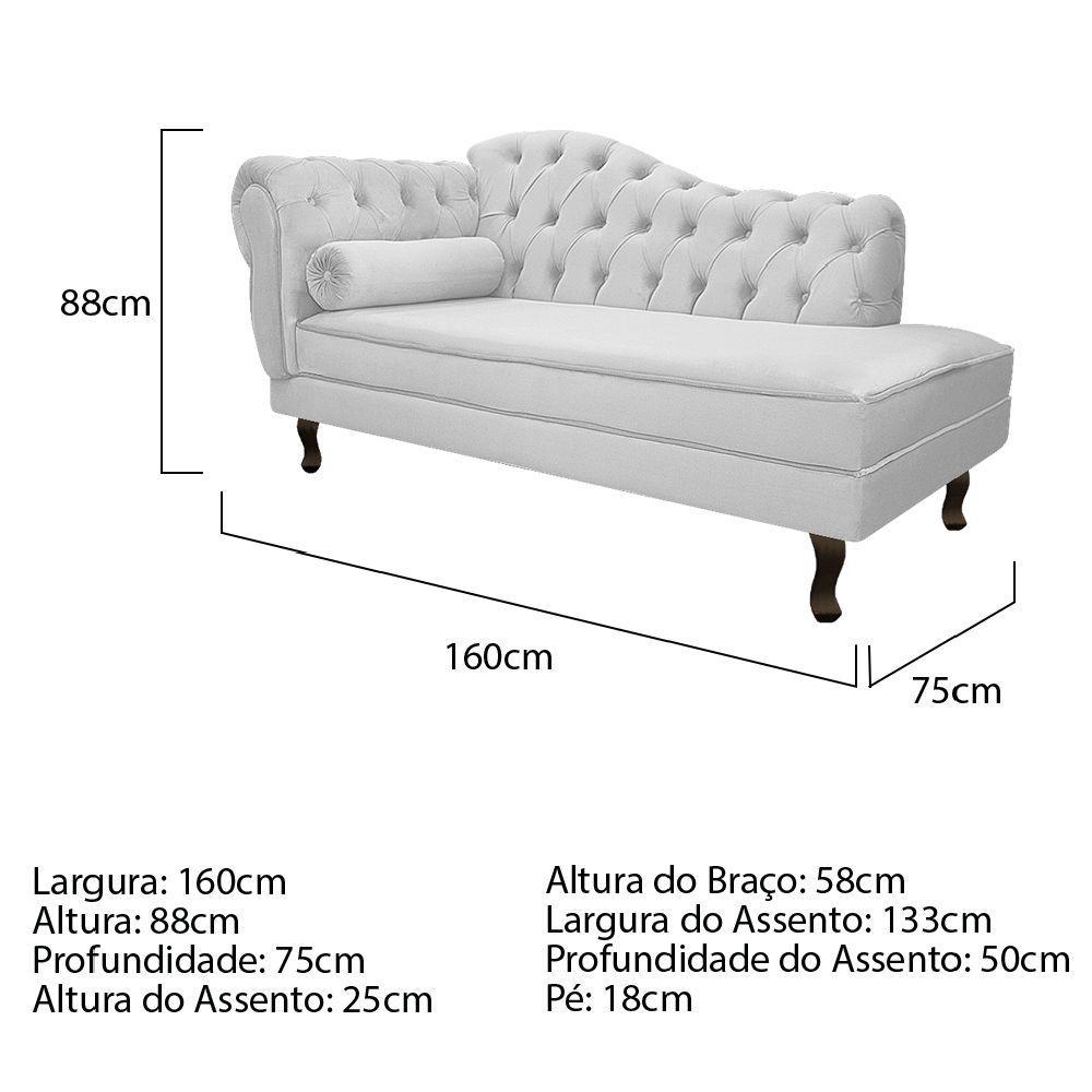 Diva Recamier Diana 160cm Lado Direito Suede Branco - 3