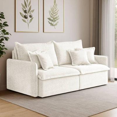 Sofá 3 Lugares 2,20m Retrátil E Reclinável Em Tecido Linho – Malta Lucadi Rústico Natural