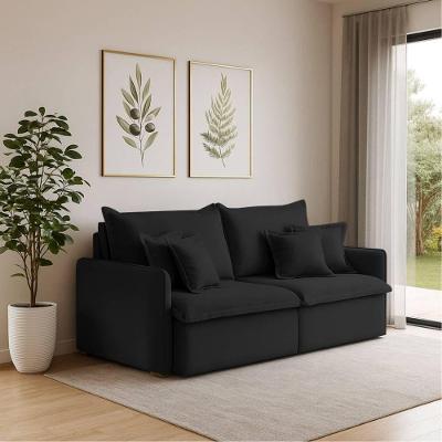 Sofá 3 Lugares 2,20m Retrátil E Reclinável Em Tecido Veludo – Malta Lucadi Preto