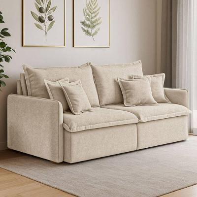 Sofá 4 Lugares 2,40m Retrátil E Reclinável Em Tecido Bouclé – Malta Lucadi Bege