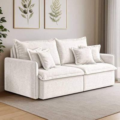 Sofá 4 Lugares 2,60m Retrátil E Reclinável Em Tecido Bouclé – Malta Lucadi Off White