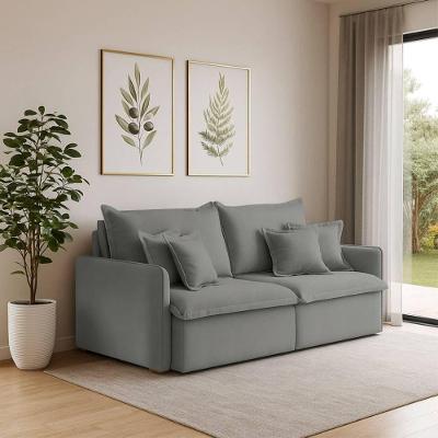 Sofá 4 Lugares 2,60m Retrátil E Reclinável Em Tecido Veludo – Malta Lucadi Cinza
