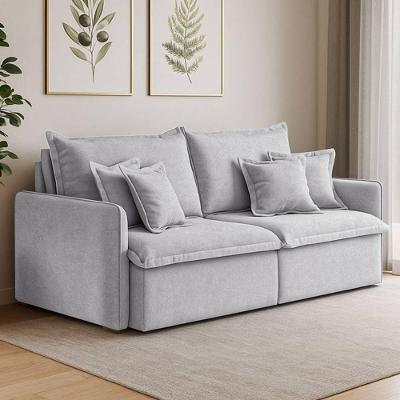 Sofá 3 Lugares 2,20m Retrátil E Reclinável Em Tecido Bouclé – Malta Lucadi Cinza