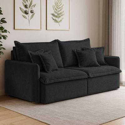 Sofá 3 Lugares 2,00m Retrátil E Reclinável Em Tecido Bouclé – Malta Lucadi Preto