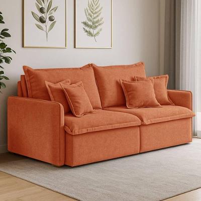Sofá 2 Lugares 1,80m Retrátil E Reclinável Em Tecido Bouclé – Malta Lucadi Terracota