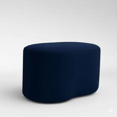 Puff Feijão Orgânico Curvo Redondo Confortável Sala Moderno Suede Azul Marinho