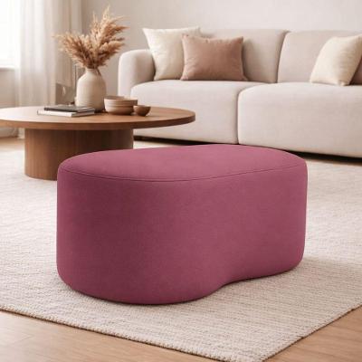 Puff Feijão Curvo Orgânico Redondo Sala Confortável Moderno Suede Rose
