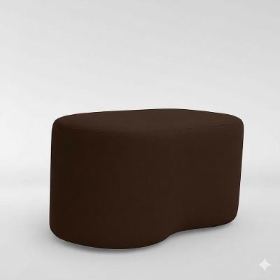 Puff Feijão Orgânico Curvo Redondo Confortável Sala Moderno Suede Marrom