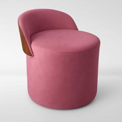 Puff Encosto Corino Suede Redondo Confortável Sala Moderno Rose