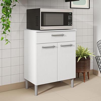 Balcão De Cozinha Com Tampo 2 Portas E 1 Gaveta Rubi - Branco-supremo