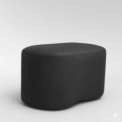 Puff Feijão Orgânico Curvo Redondo Confortável Sala Moderno Suede Cinza Escuro